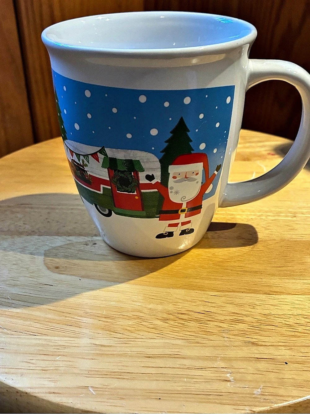 Royal Norfolk Santa with Camper Christmas Mug Blue & White
